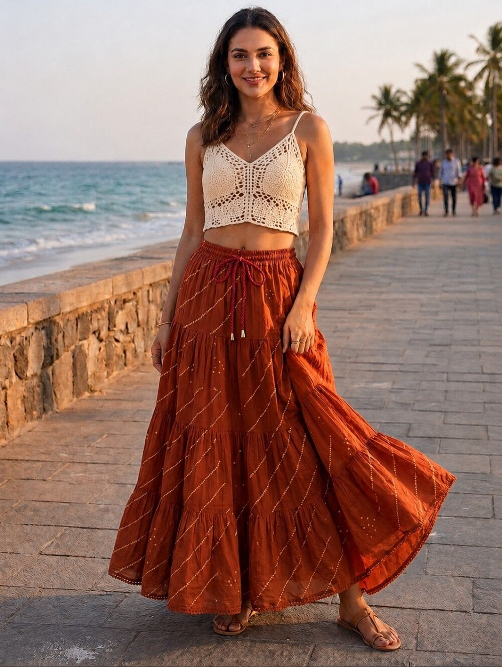 Women's Cotton Maxi Skirt | Boho Long Flowy Skirt Summer Skirt Long Flowy Skirt